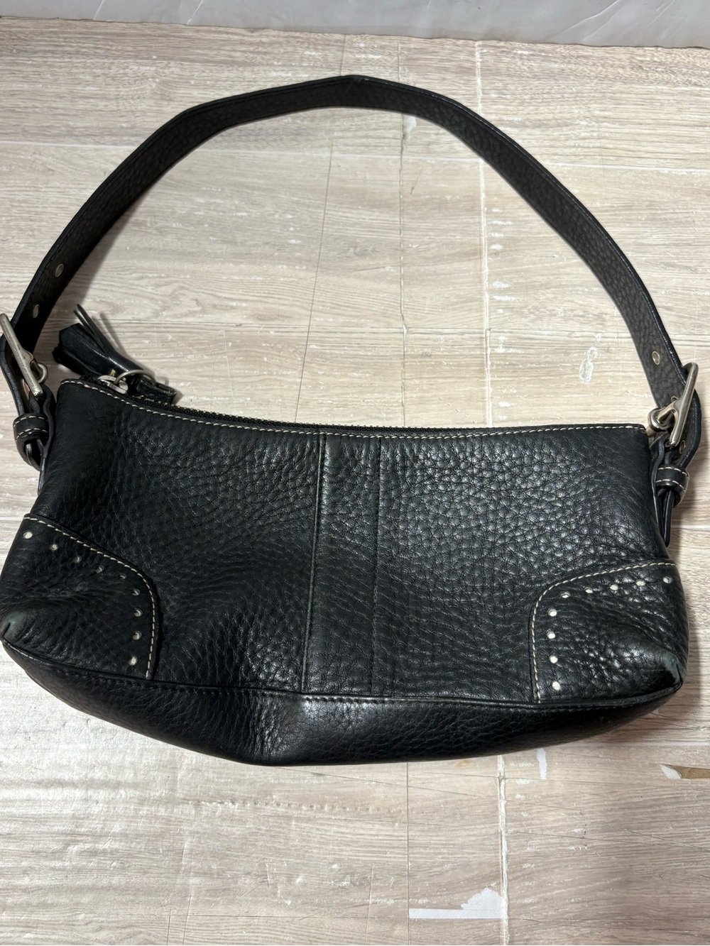 vintage Y2K Coach Hamptons Pebbled Leather Demi Baguette Shoulder Bag READ